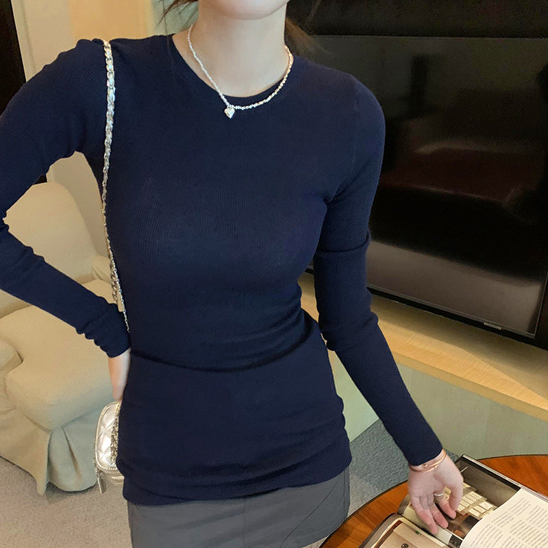 Relaxed Fit Slim-Fit Mid-Length Round Neck Regular Shoulder Lightweight Knit Top
