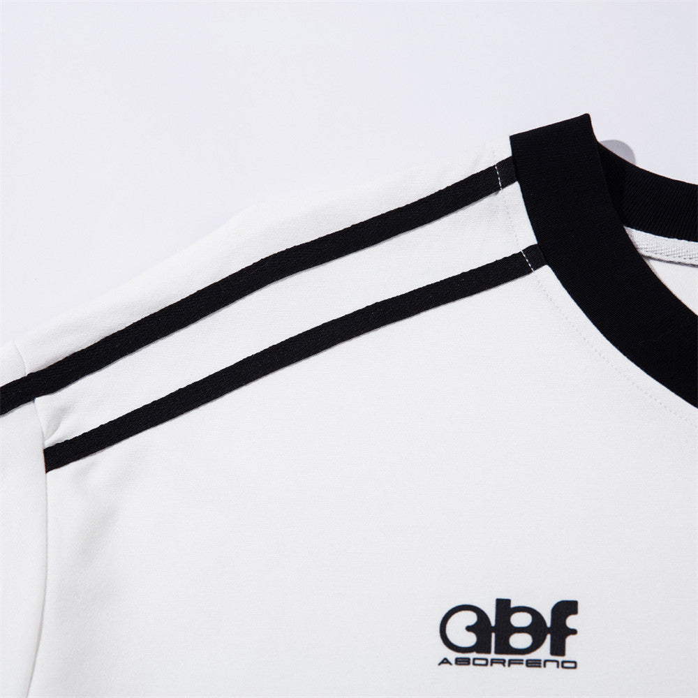 Three bar splicing V-neck loose top
