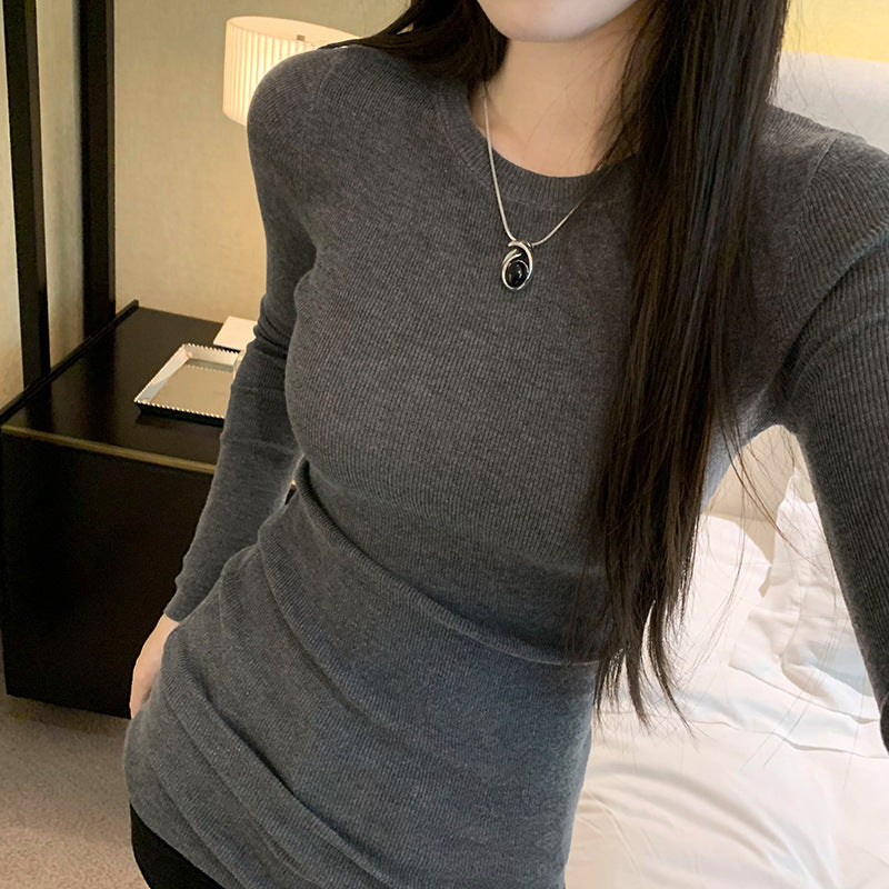 Relaxed Fit Slim-Fit Mid-Length Round Neck Regular Shoulder Lightweight Knit Top
